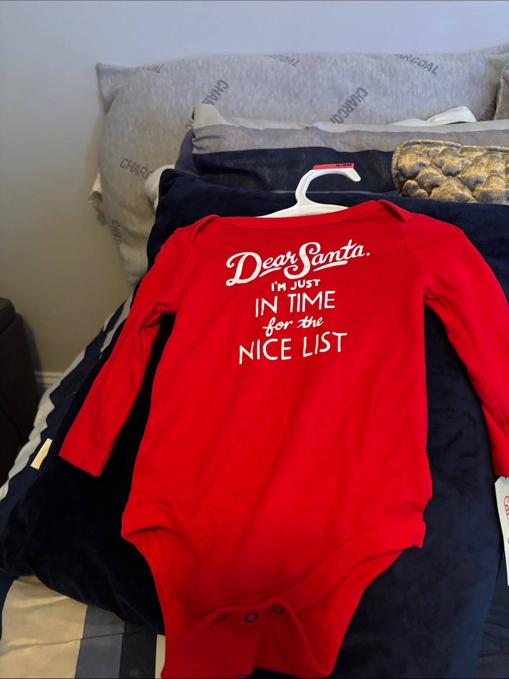 Cat & Jack Red "Dear Santa" Long-Sleeve Onesie Pajama